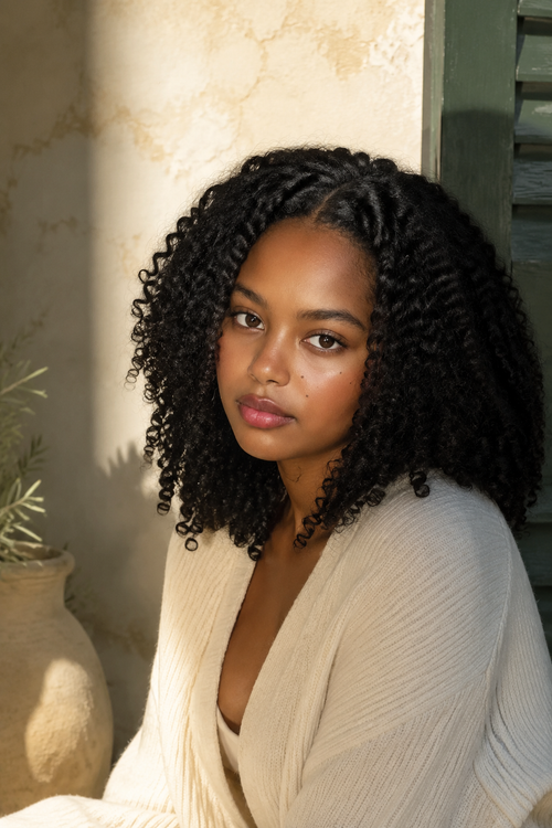 Woman with defined natural coils