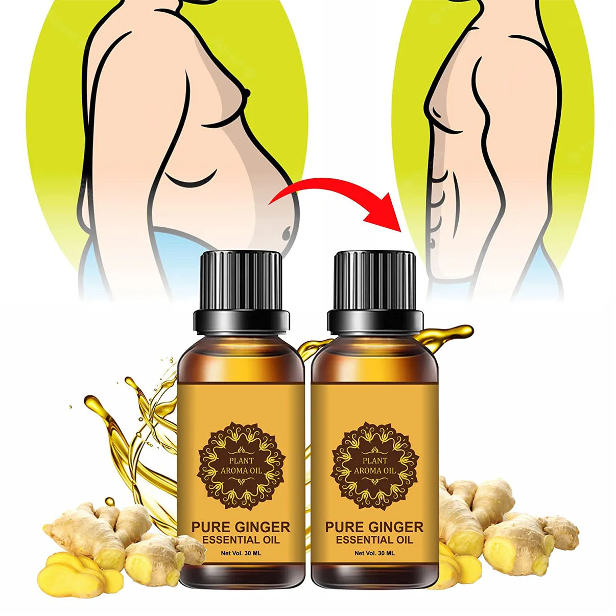 Natural Belly Slimming Ginger Oil For Men (Buy ONE Get One FREE)