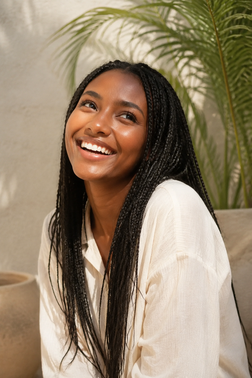 Woman with a restored hairline