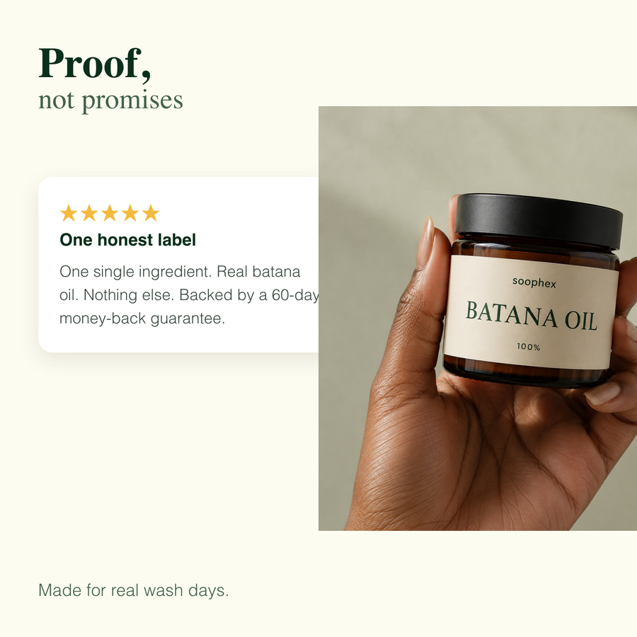 One ingredient, real batana oil, 60-day money-back guarantee